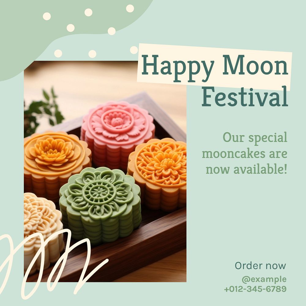 Moon festival Instagram post template, editable text