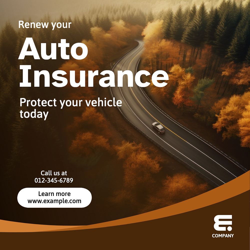 Auto insurance Instagram post template, editable text