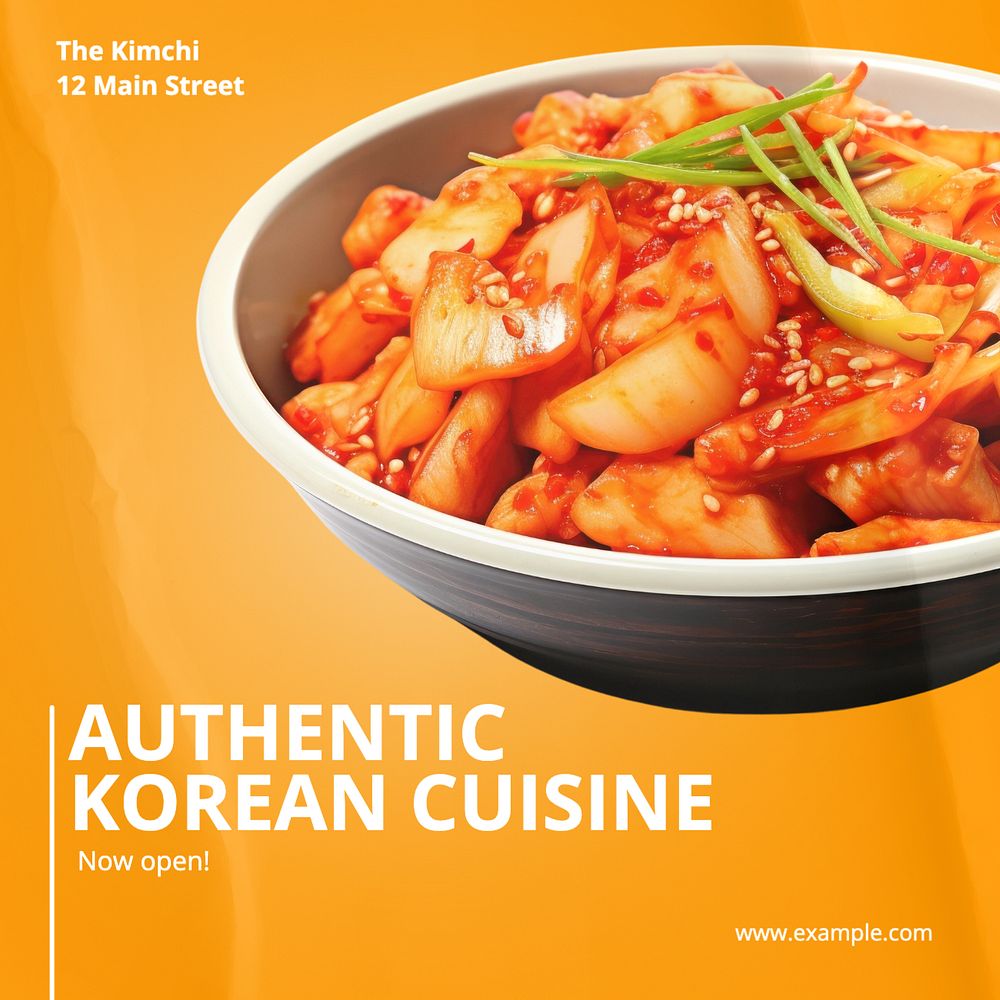 Korean cuisine Instagram post template, editable text