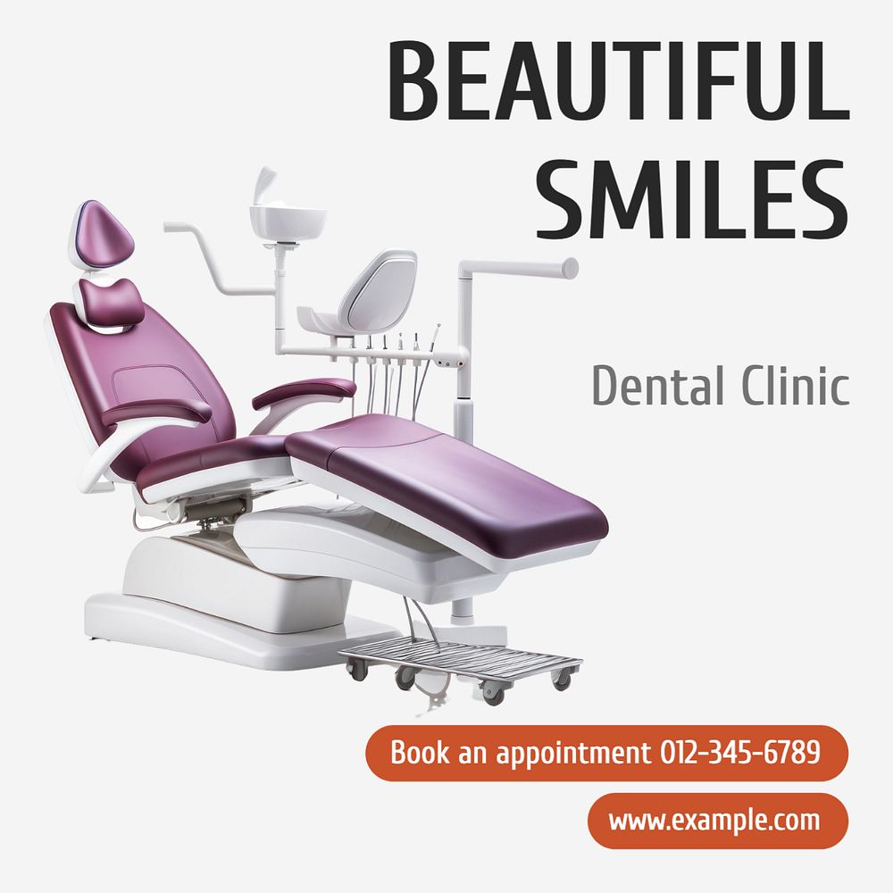 Dental clinic Instagram post template, editable text