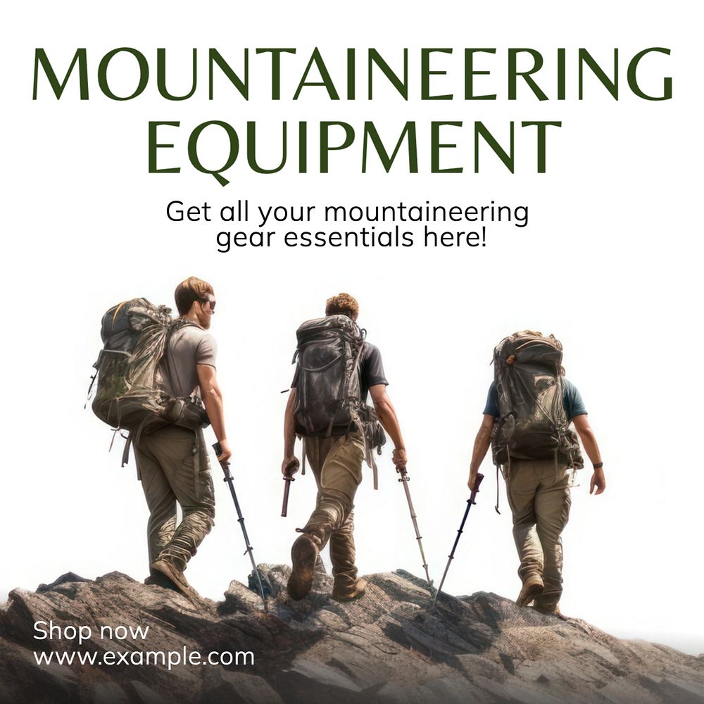 Mountaineering Equipment Instagram post template, editable text