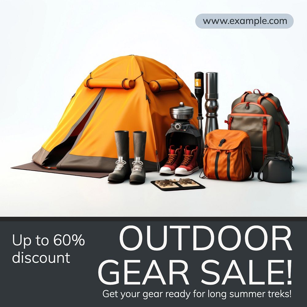 Outdoor gear sale Instagram post template, editable text