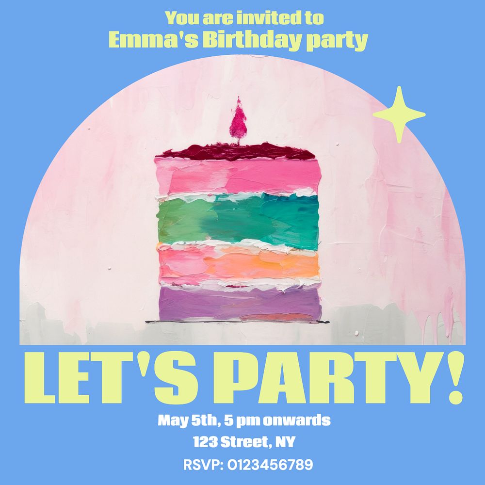 Let's party Instagram post template, editable text