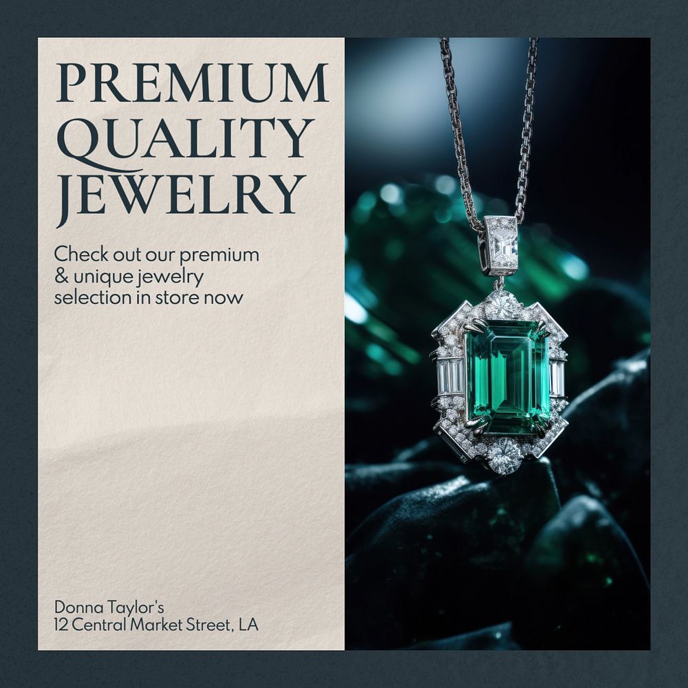 Premium jewelry Instagram post template, editable text