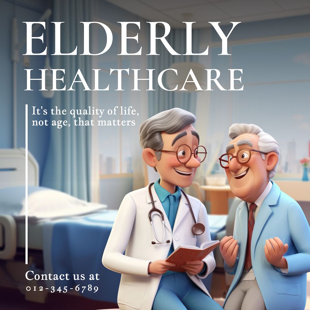 Elderly healthcare Instagram post template, editable text