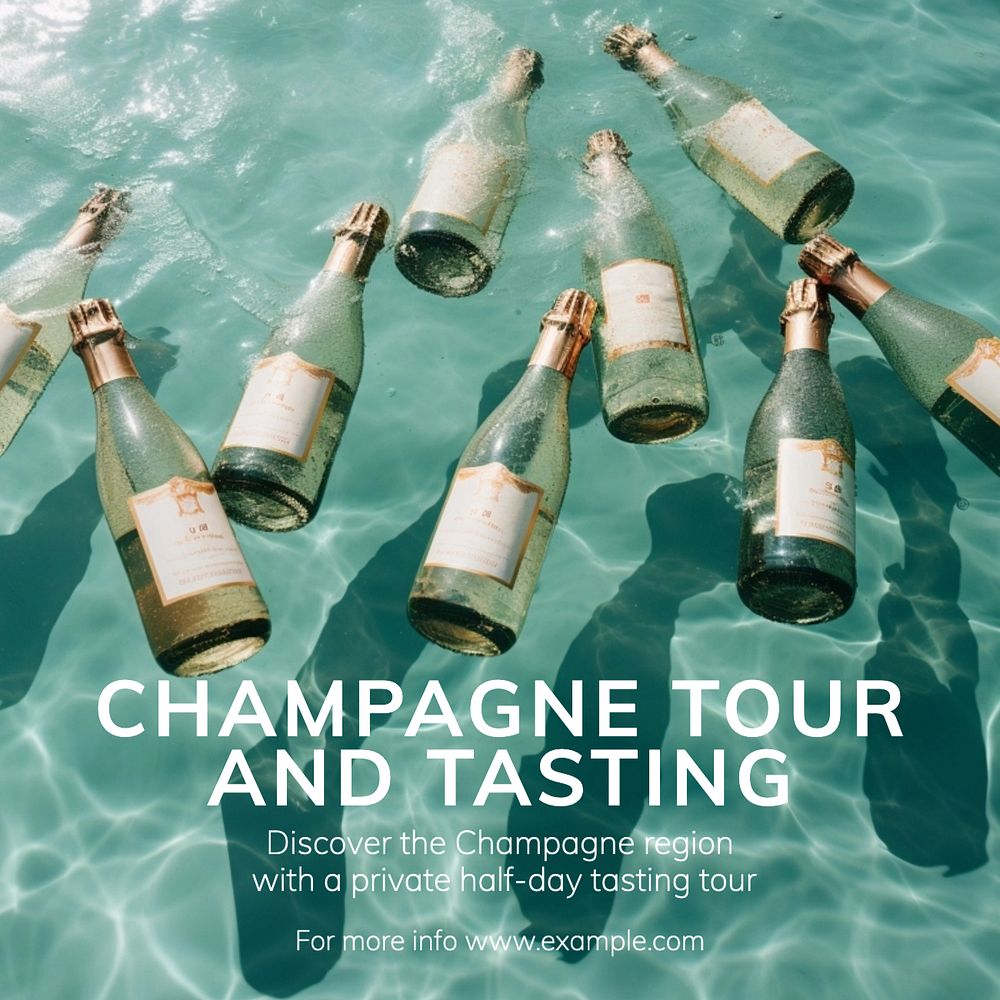 Champagne tasting tour Instagram post template, editable text