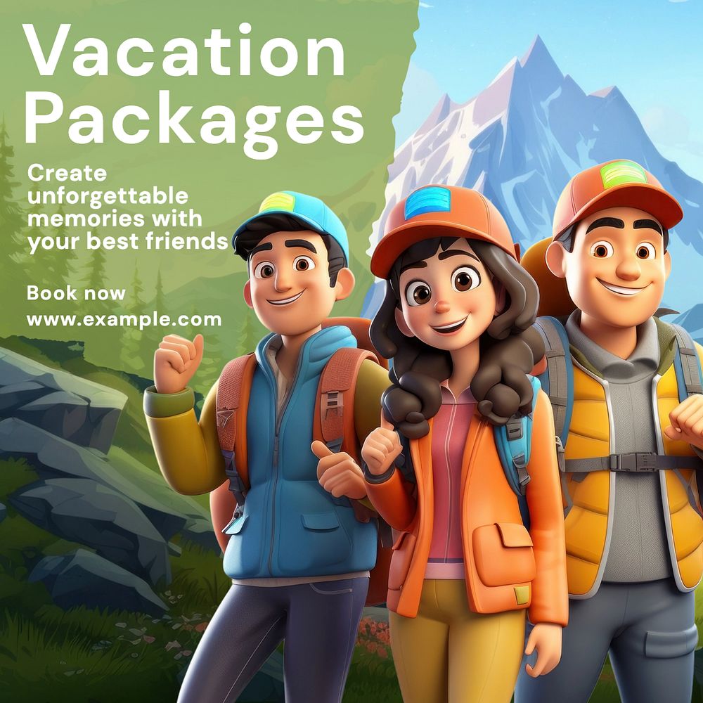 Vacation packages Instagram post template, editable text