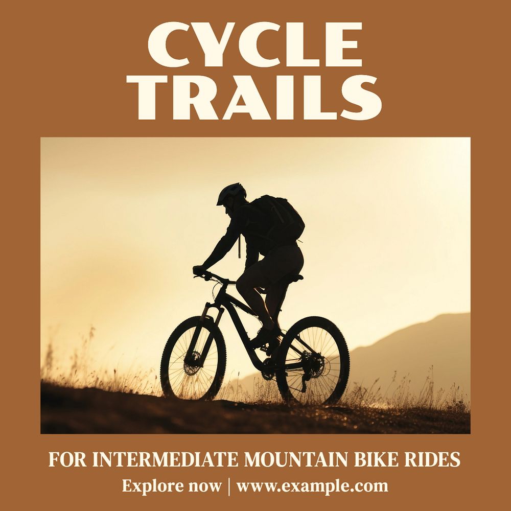 Cycle trails Instagram post template, editable text