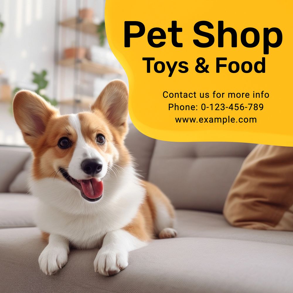 Pet shop Instagram post template, editable text