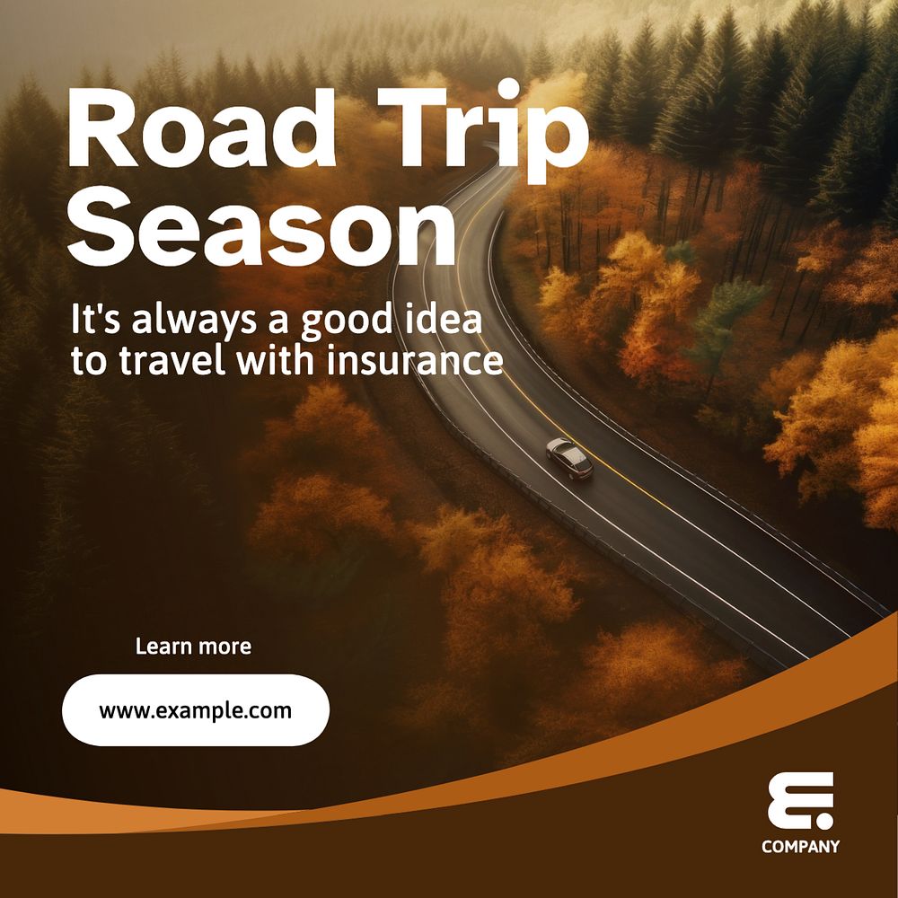 Road trip insurance Instagram post template, editable text