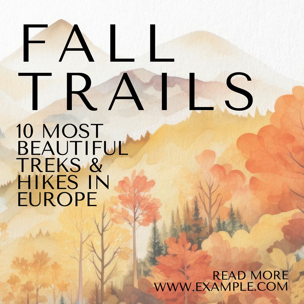 Fall trail Instagram post template, editable text