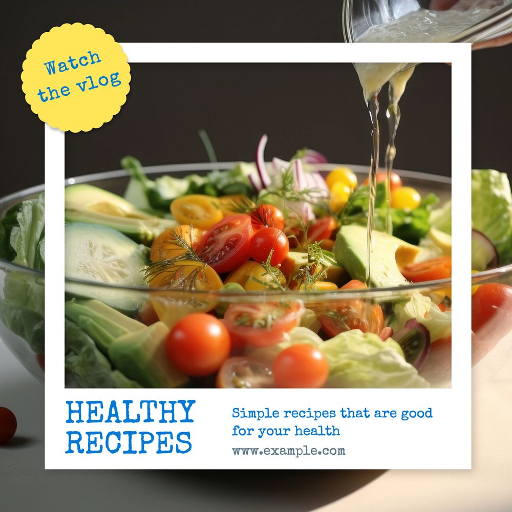 Healthy recipes Instagram post template, editable text