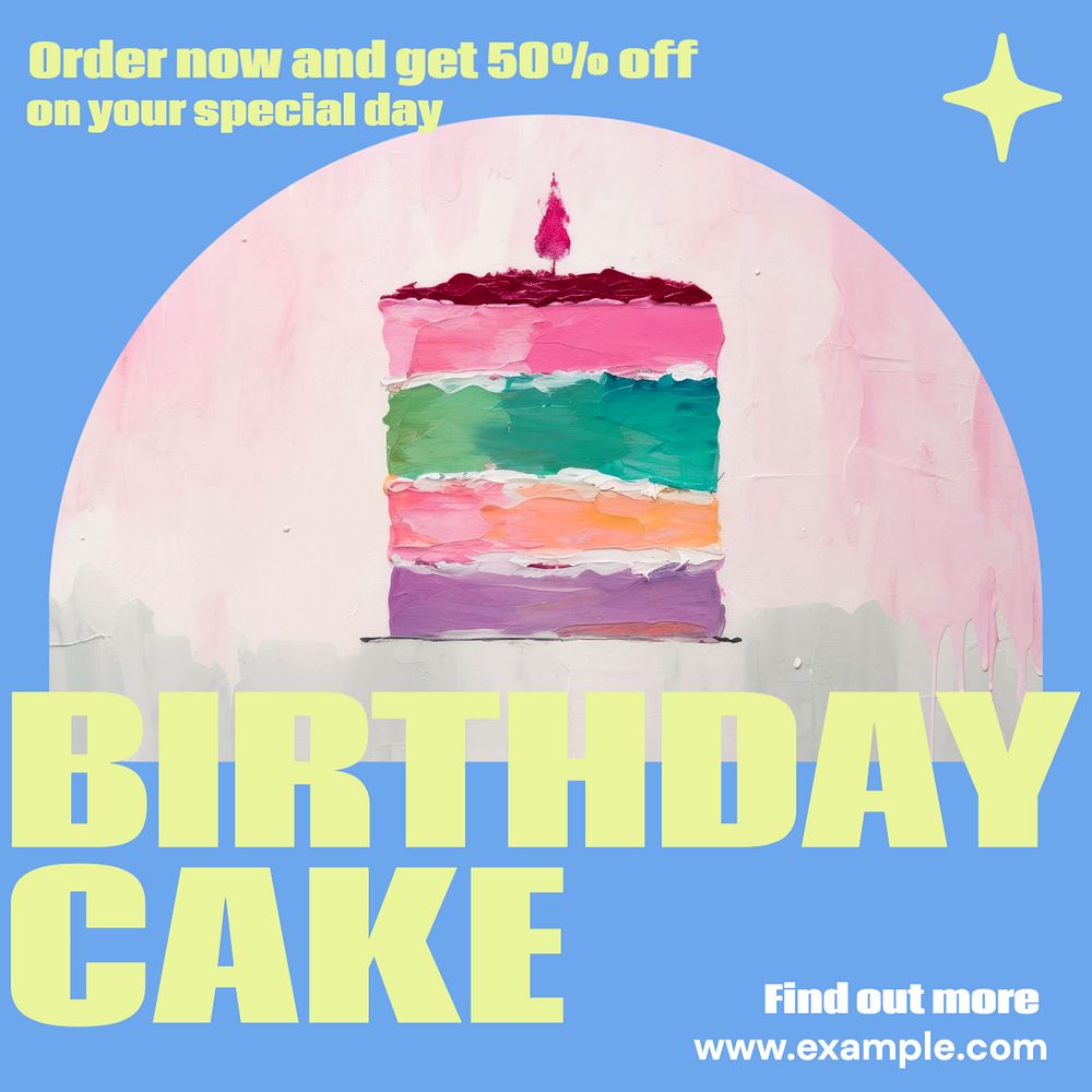 Birthday cake Instagram post template, editable text