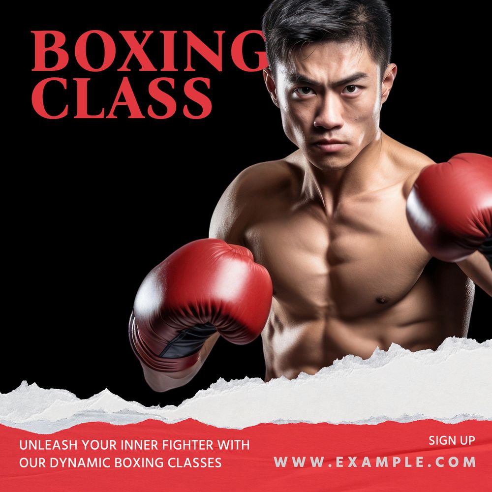 Boxing class Instagram post template, editable text