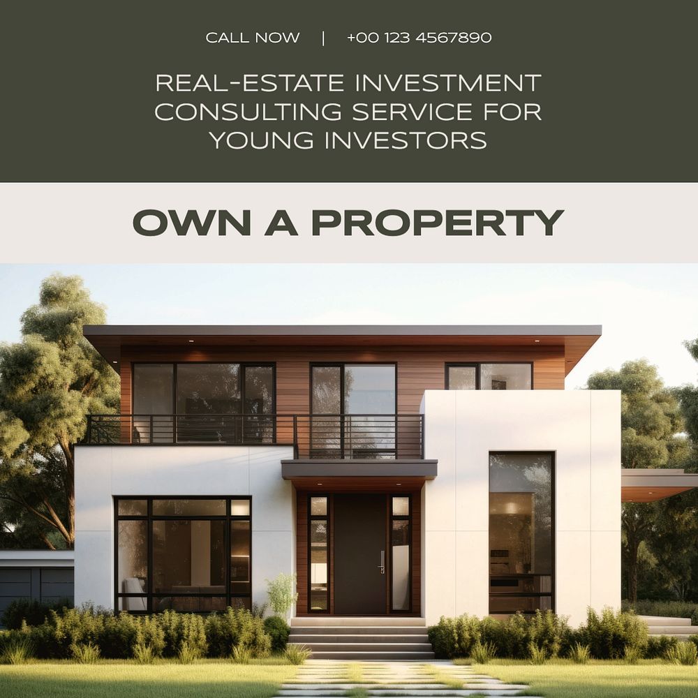 Real-estate investment Instagram post template, editable text