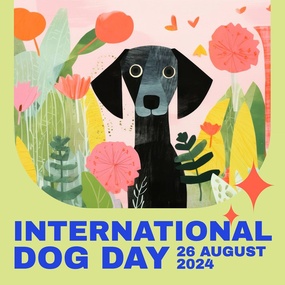 International dog day Instagram post template, editable text