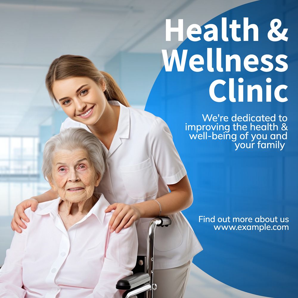 Health & wellness clinic Instagram post template, editable text