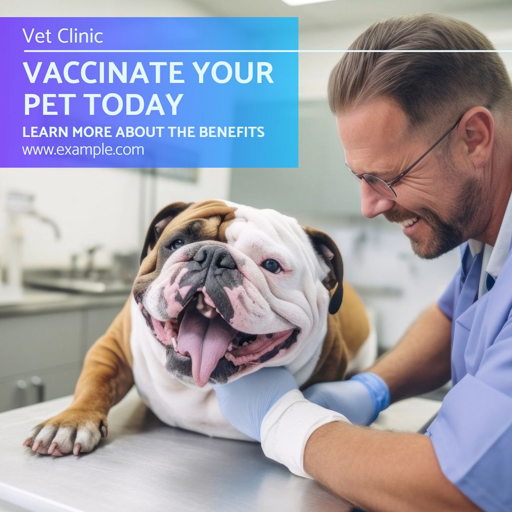 Pet vaccination Instagram post template, editable text