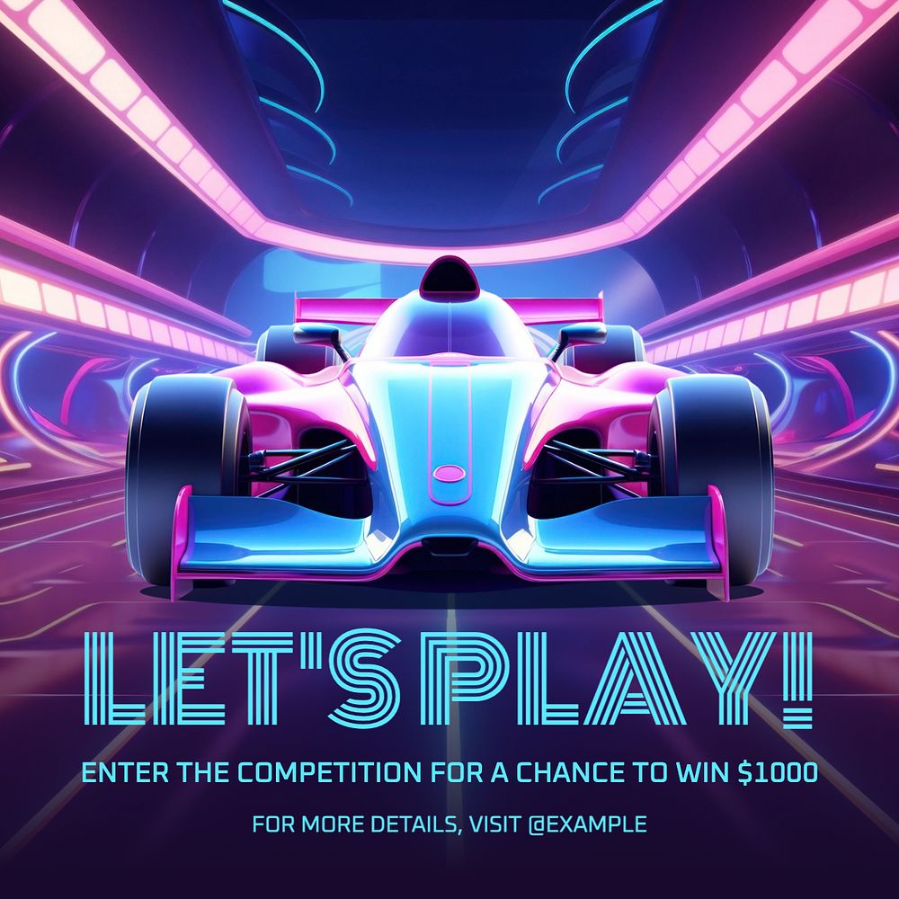 Play & competition Instagram post template, editable text