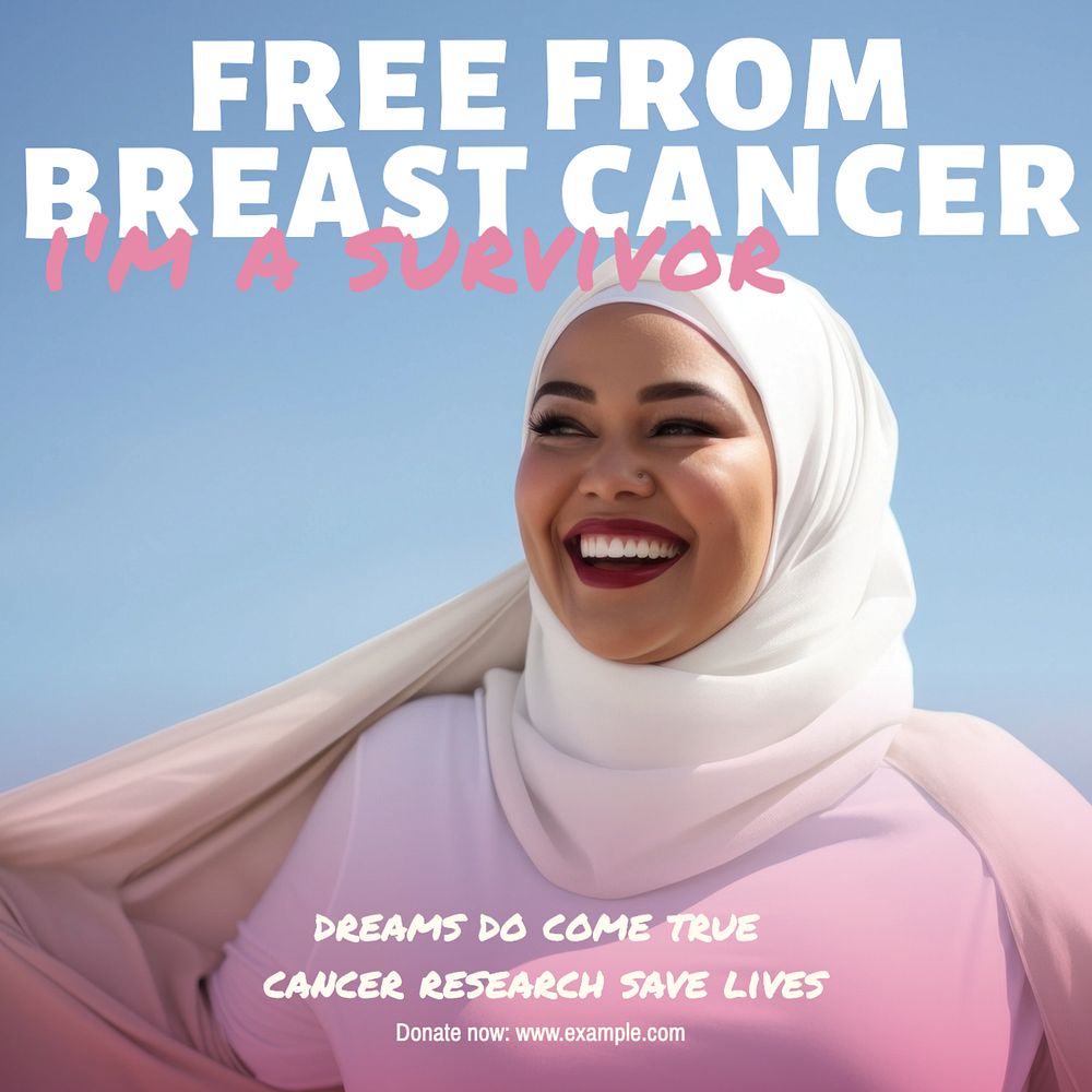 Breast cancer survivor Instagram post template, editable text