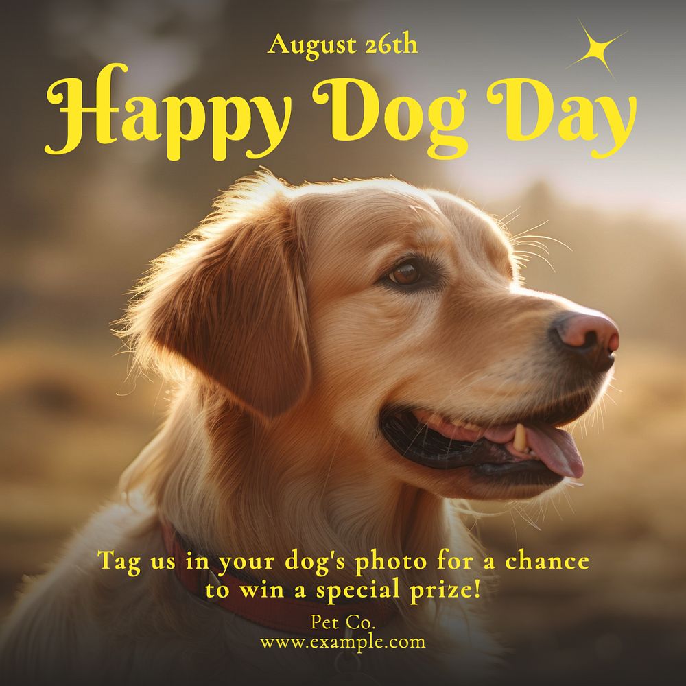 Happy dog day Instagram post template, editable text