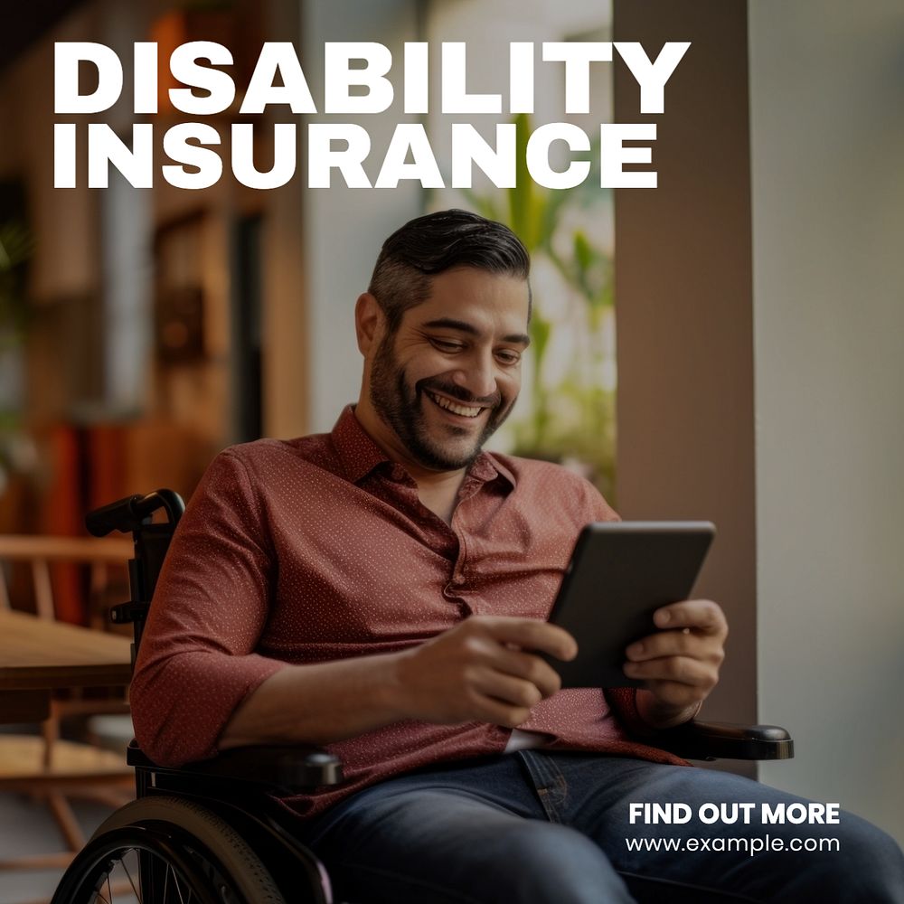 Disability insurance Instagram post template, editable text