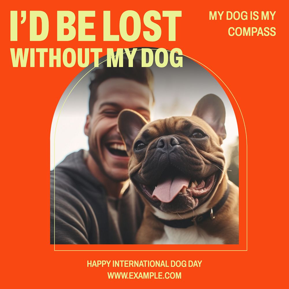 International Dog Day Instagram post template, editable text