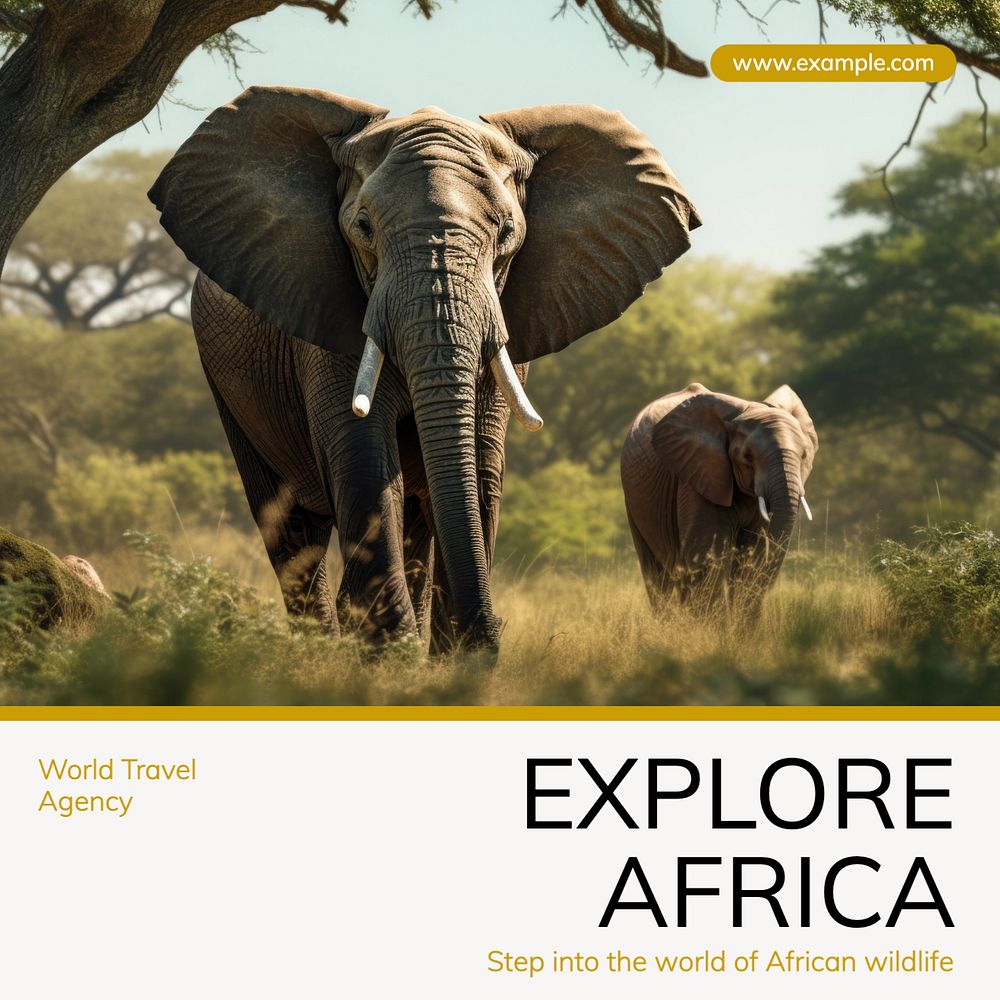 Explore Africa Instagram post template, editable text