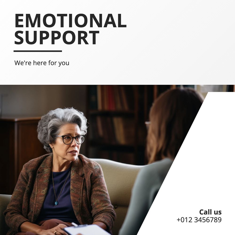 Emotional support Instagram post template, editable text