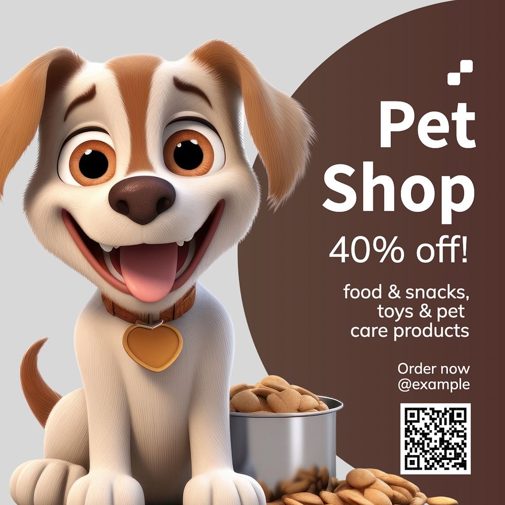 Pet shop Instagram post template, editable text