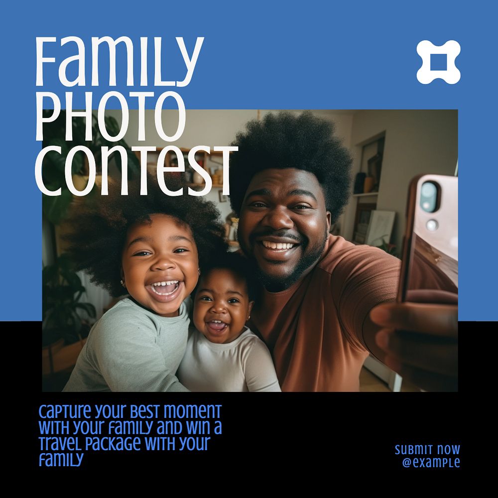 Family contest Instagram post template, editable text