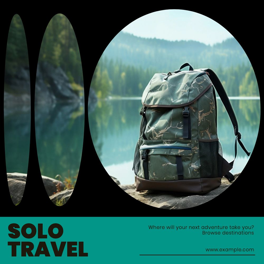 Solo travel Instagram post template, editable text