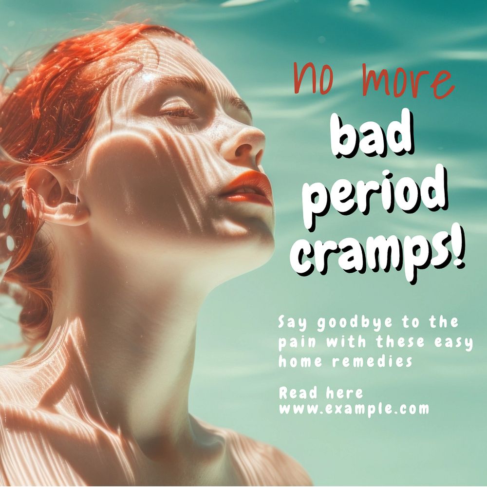 Bad period cramps Instagram post template, editable text