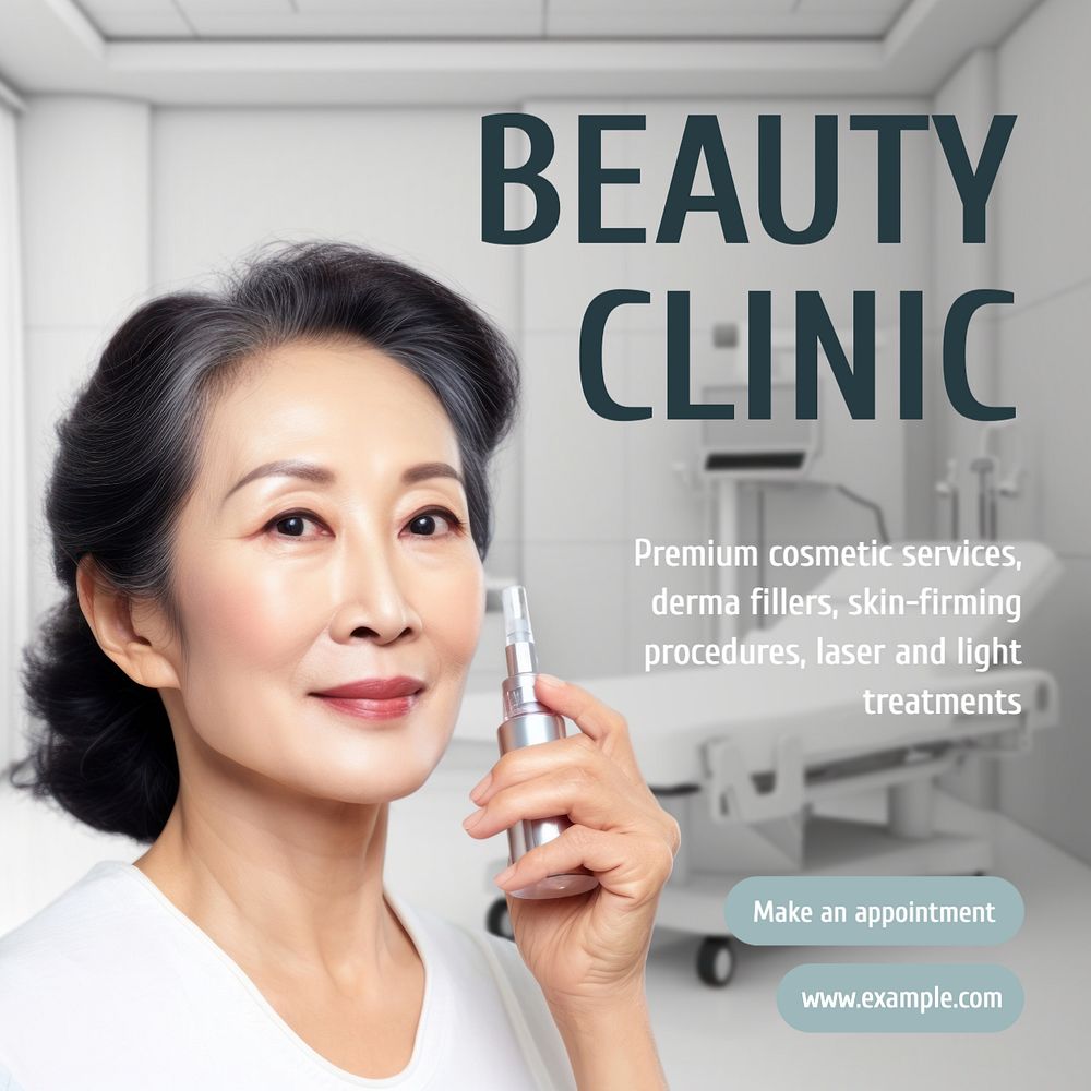 Beauty clinic Instagram post template, editable text