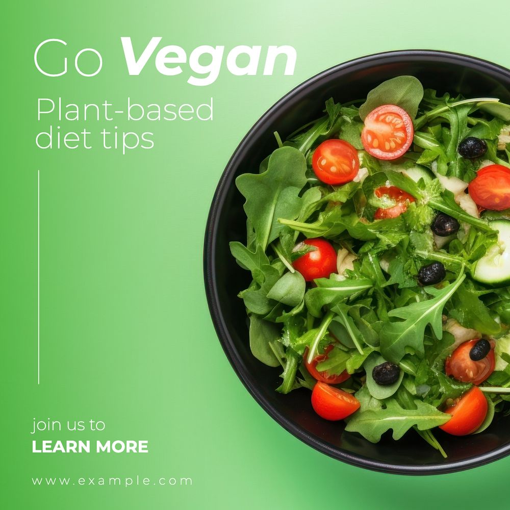 Plant-based vegan diet Instagram post template, editable text