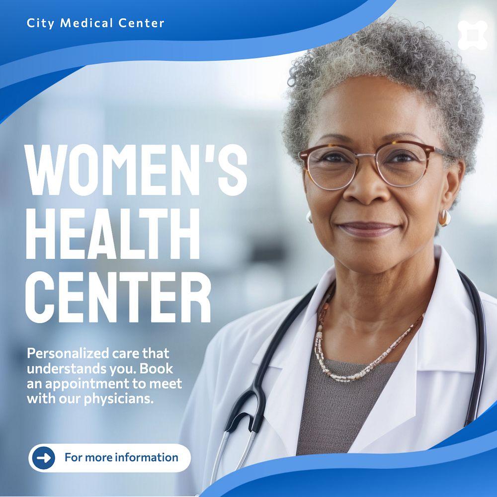 Women's health center Instagram post template, editable text