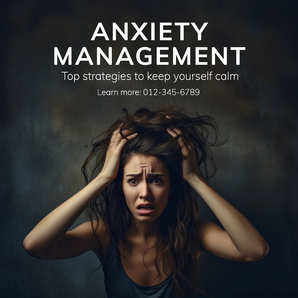 Anxiety management Instagram post template, editable text