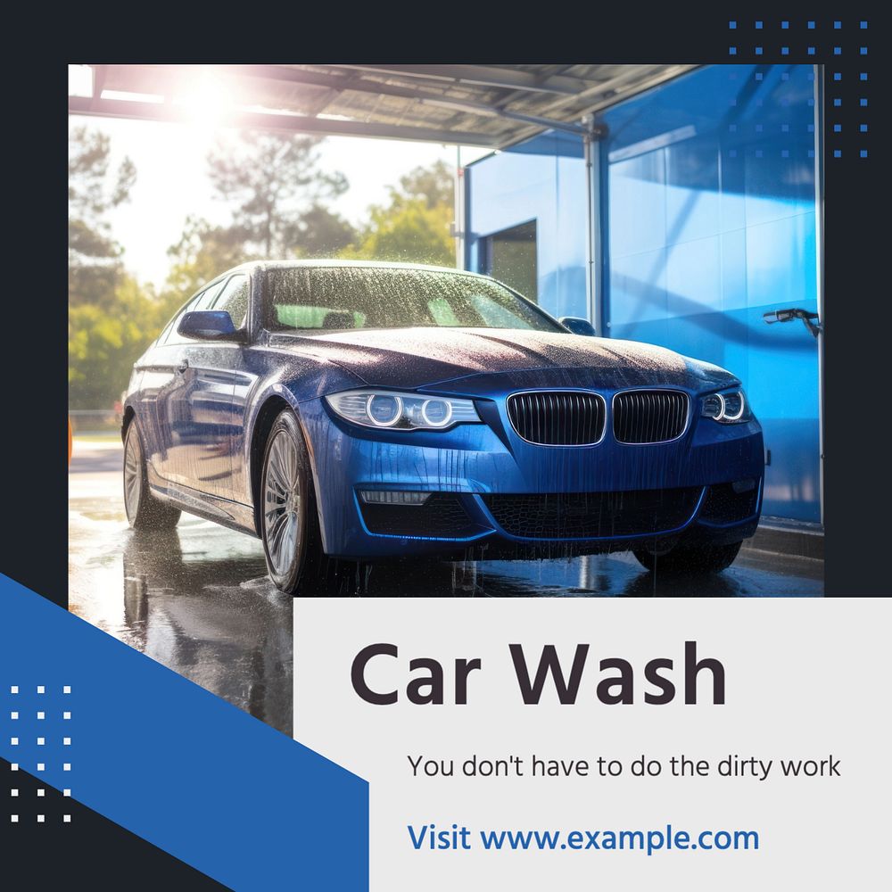 Car wash Instagram post template, editable text