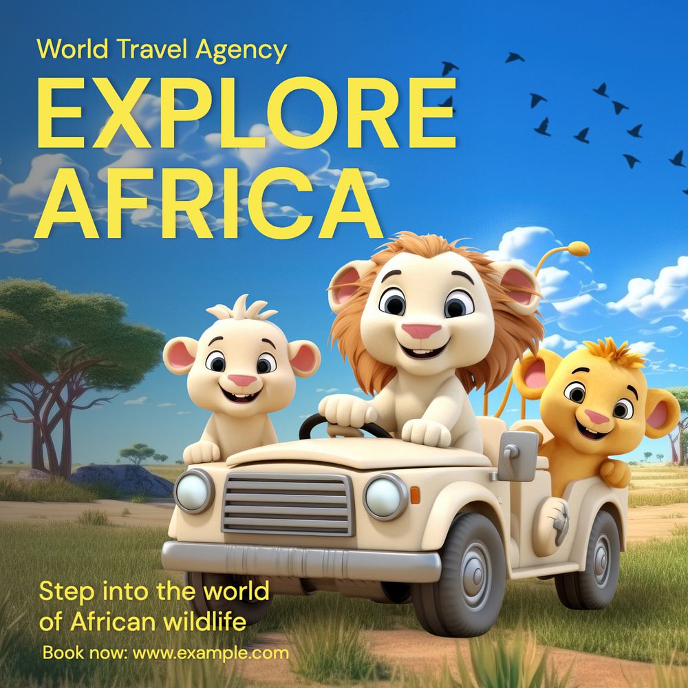 Explore Africa Instagram post template, editable text