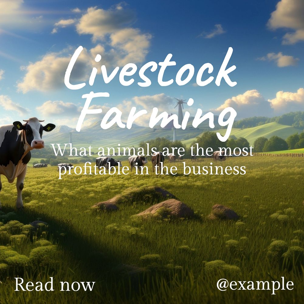 Livestock farming Instagram post template, editable text