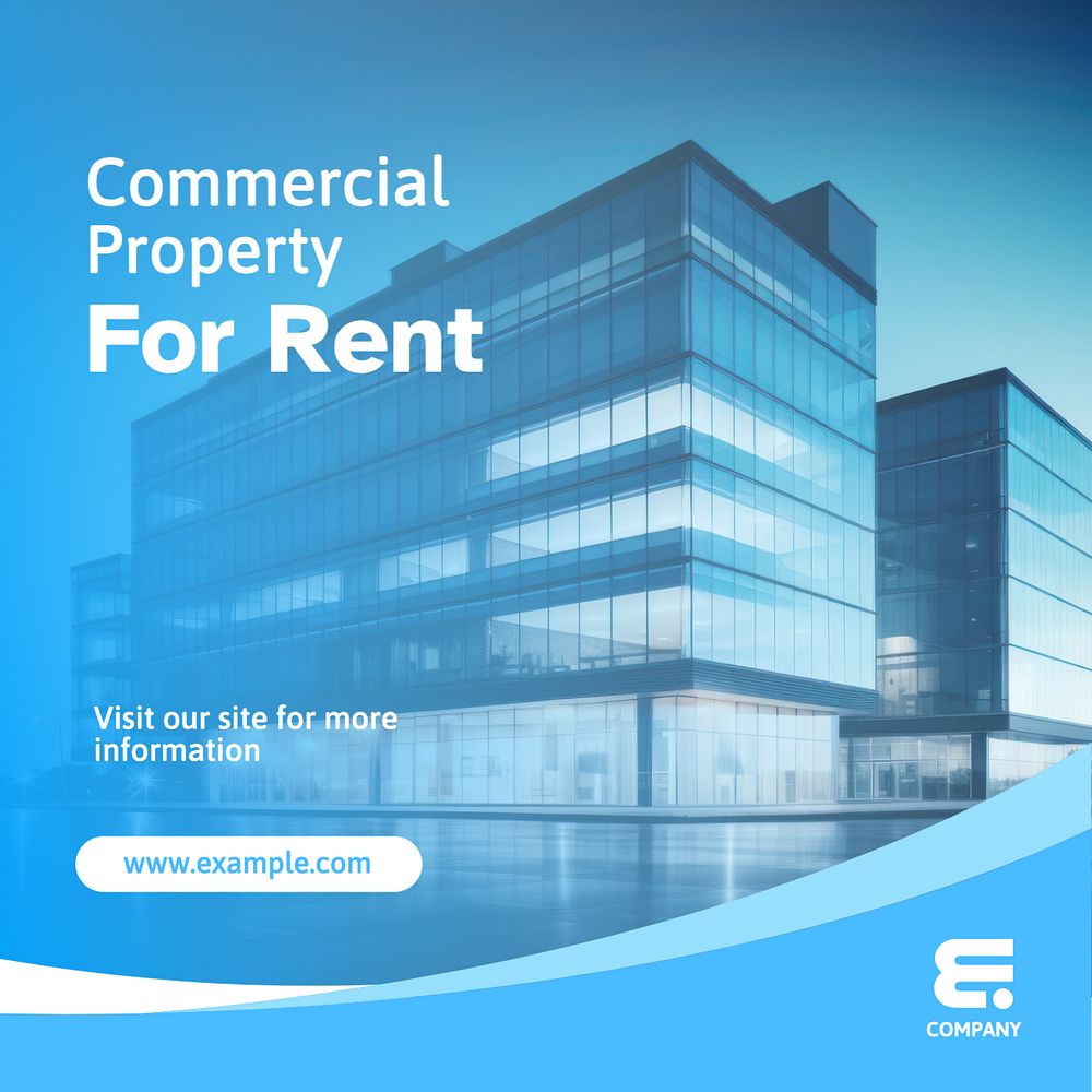 Commercial property rental Instagram post template, editable text