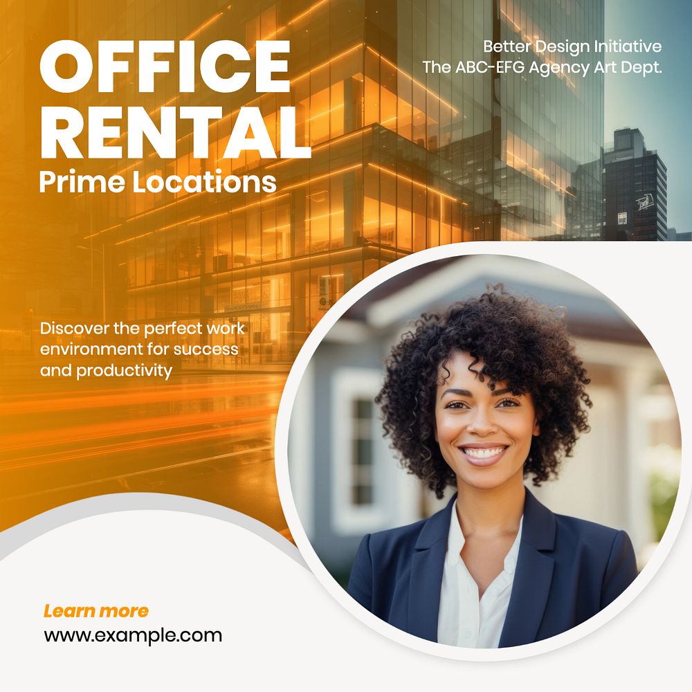 Office rental Instagram post template, editable text