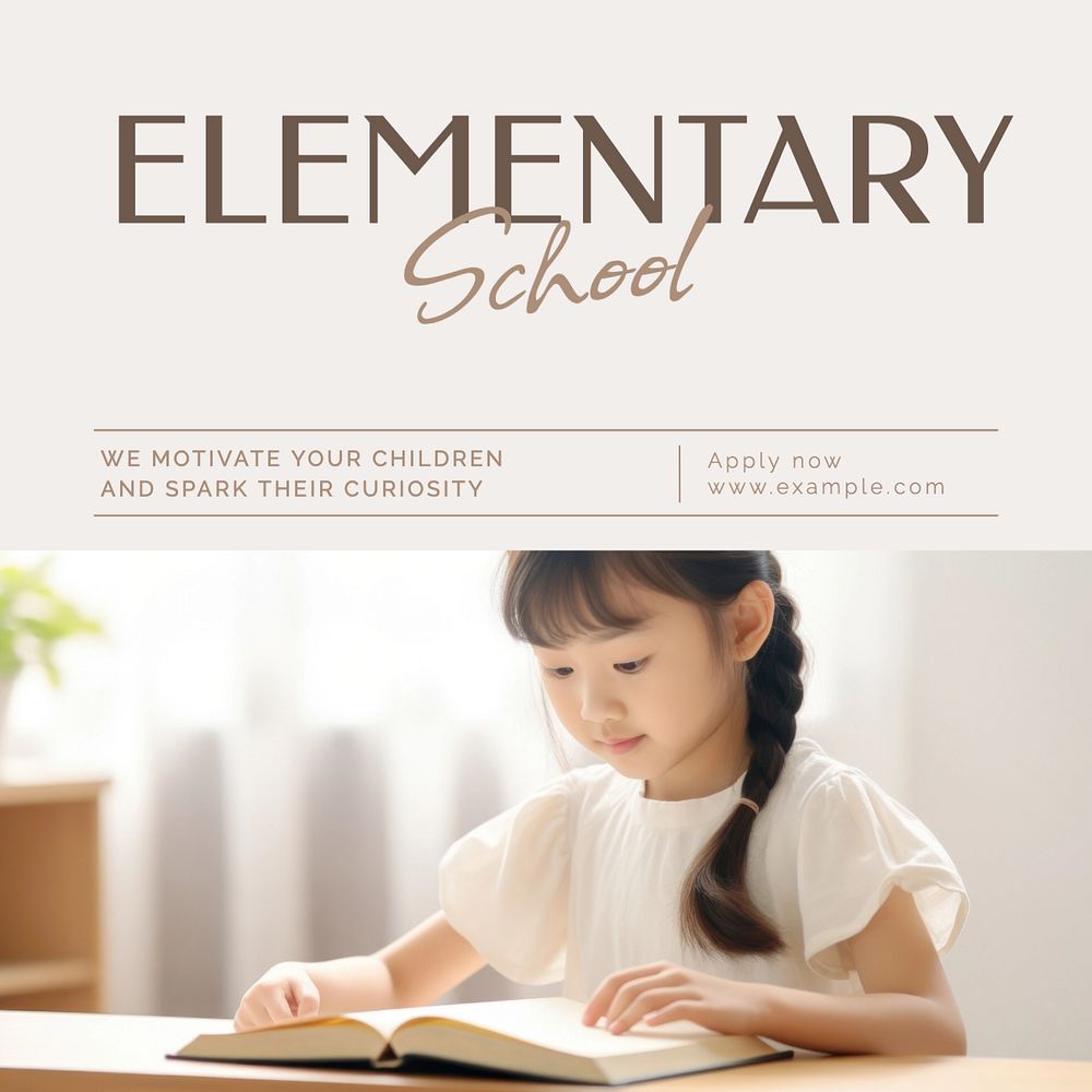 Elementary school Instagram post template, editable text