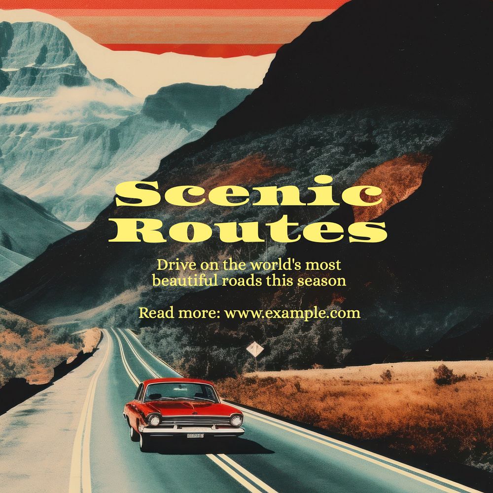 Scenic routes Instagram post template, editable text