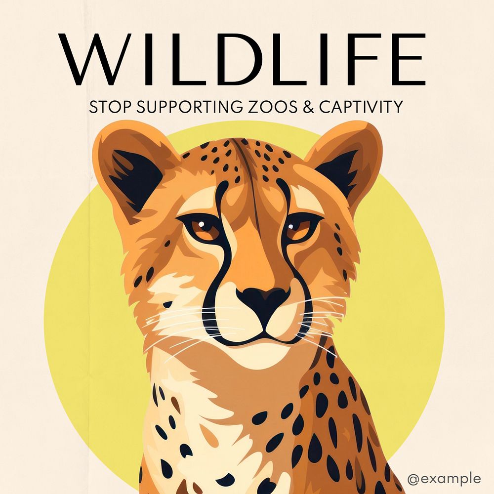 Stop wildlife captivity Instagram post template, editable text