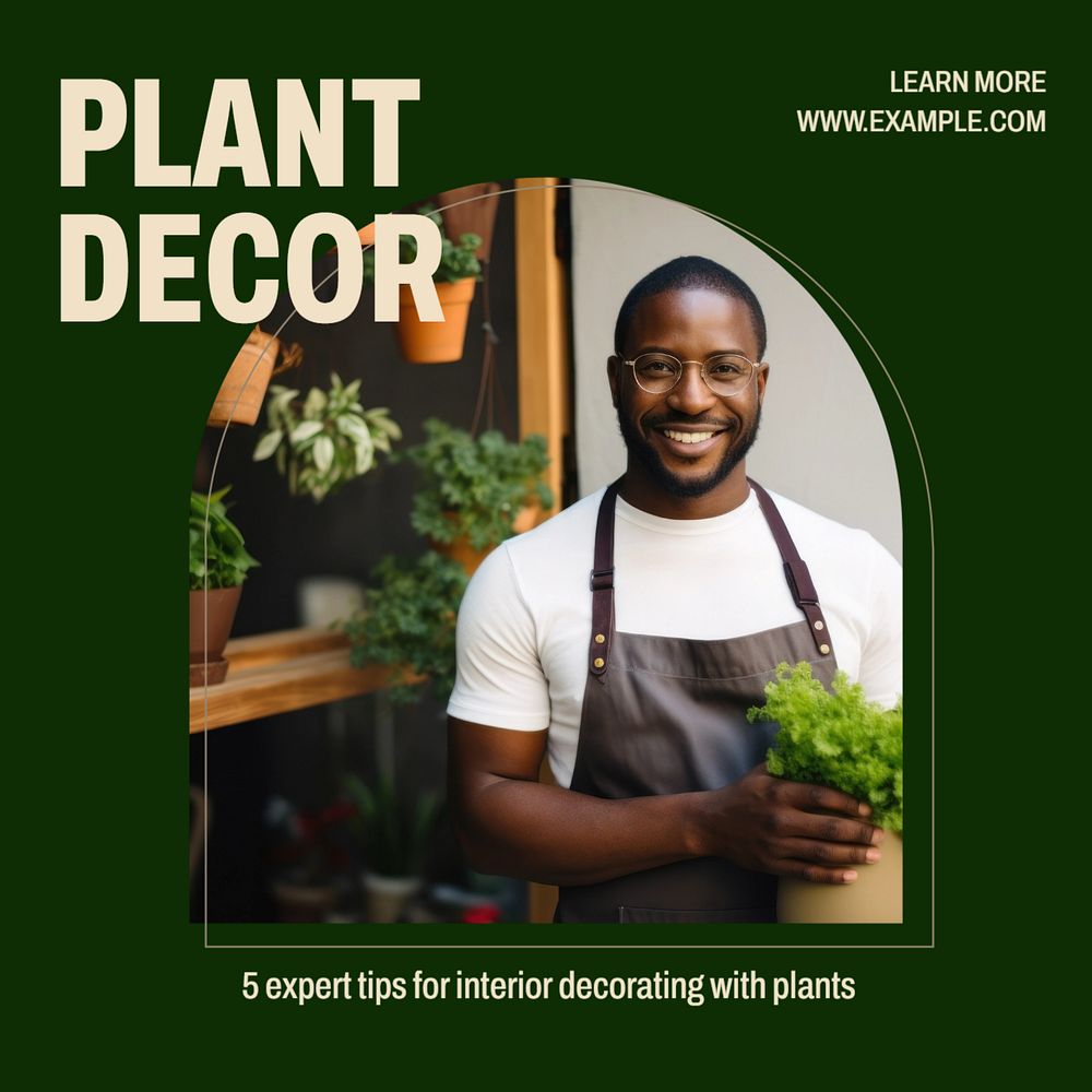 Plant decor Instagram post template, editable text