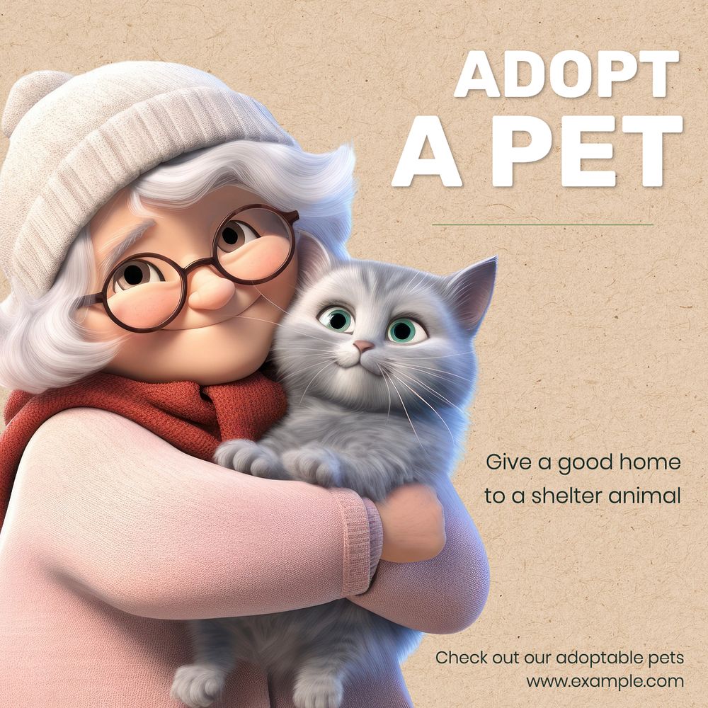 Adopt a pet Instagram post template, editable text