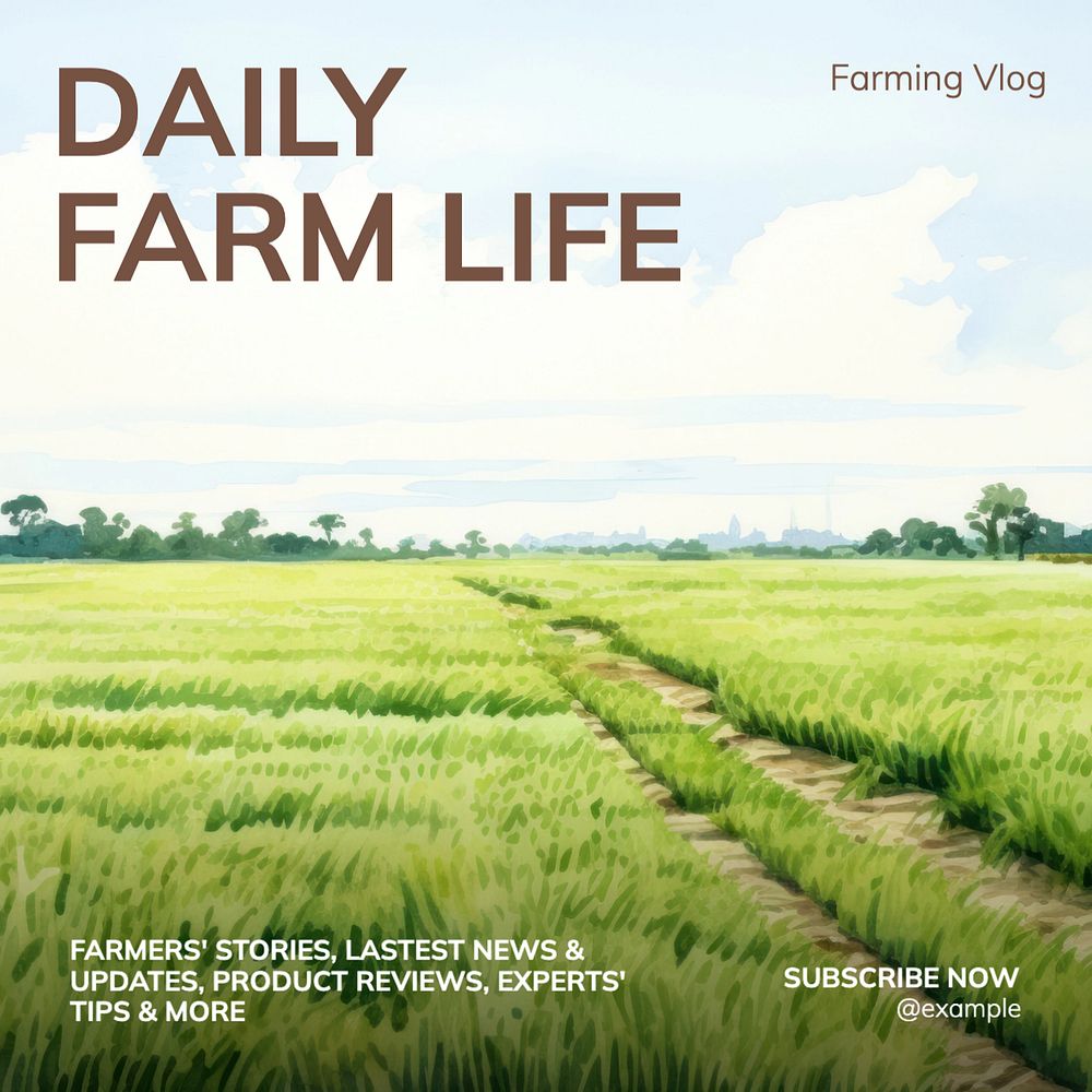 Farming vlog Instagram post template, editable text