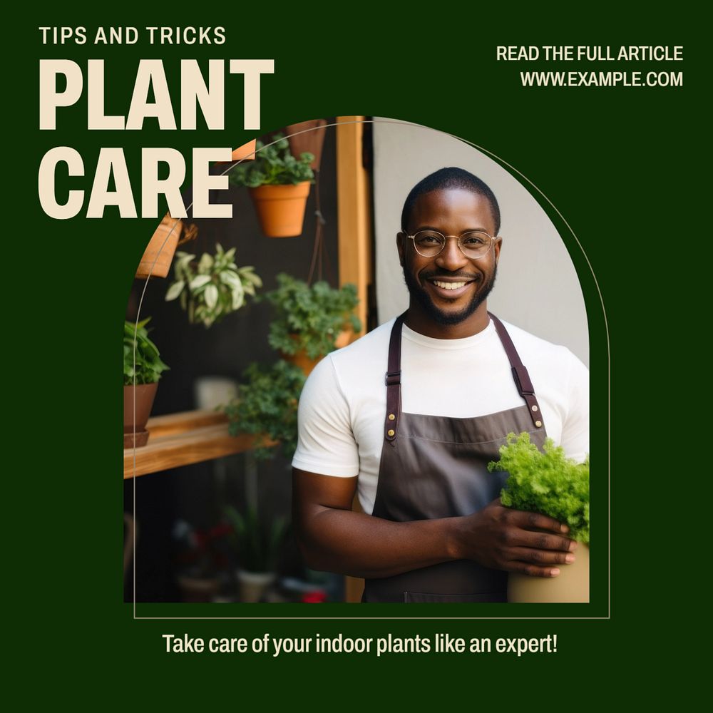 Plant care tips Instagram post template, editable text