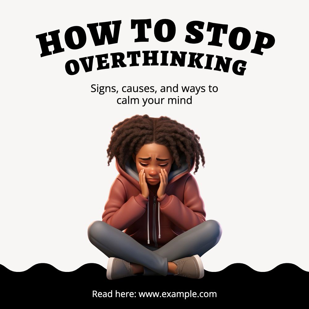 Overthinking Instagram post template, editable text